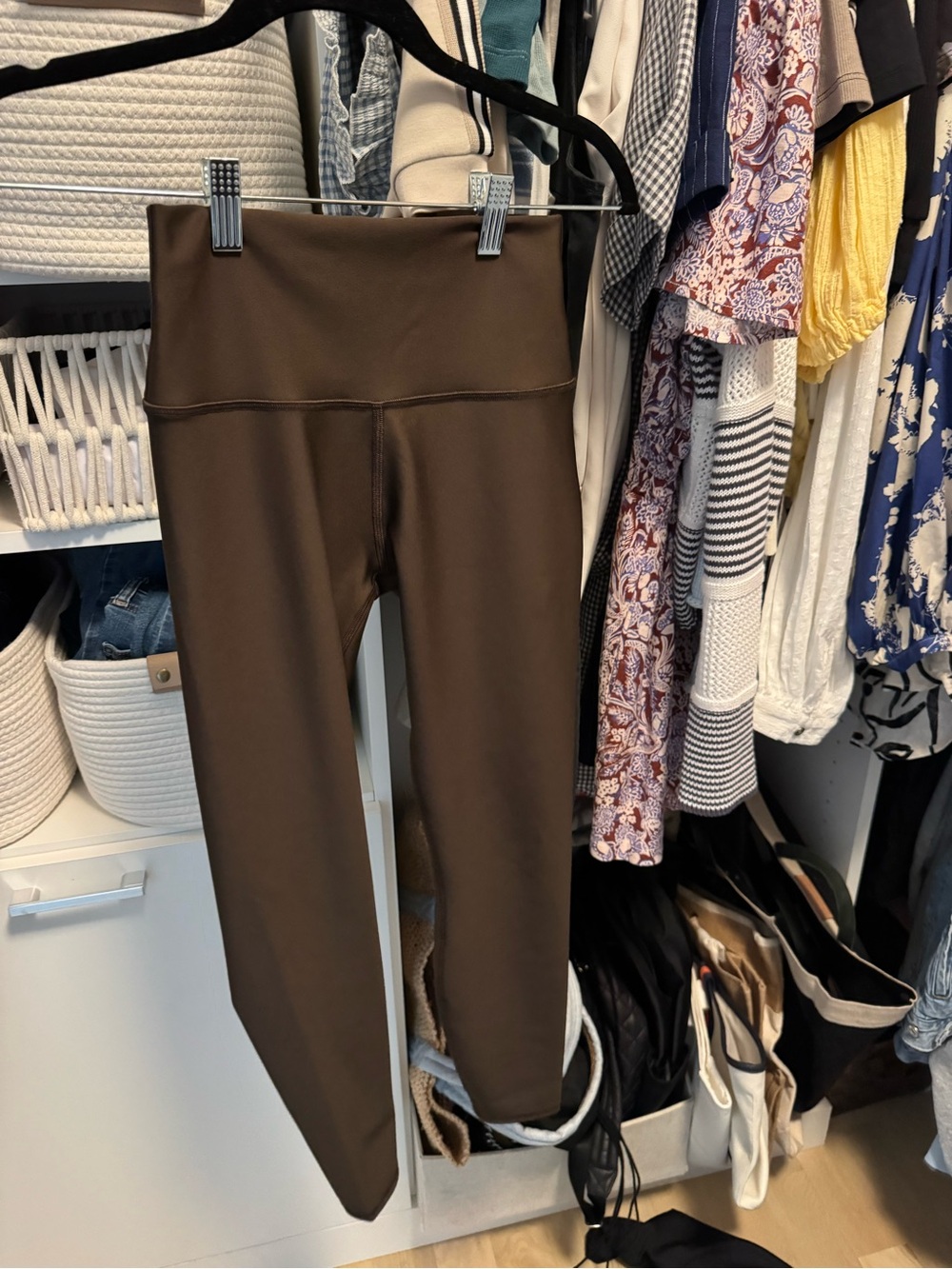 High-Rise Brown Performance Leggings - Women - Picture 2 of 2